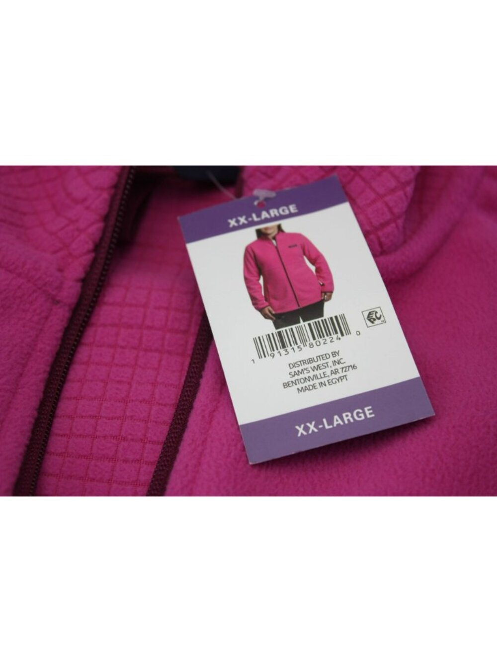 Lands End Womens Fleece Jacket Bright Pink XX-Large Grid Pattern Full Zip New - Picture 3 of 6